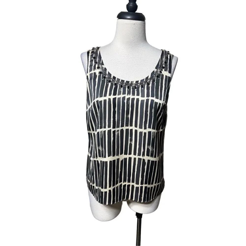 Ann Taylor Embellished Jeweled Silk Tank Size Petite 4